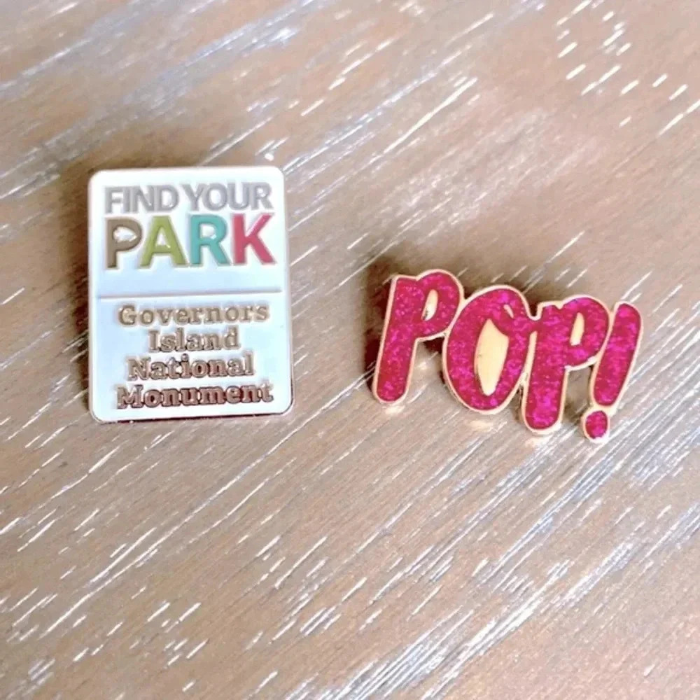 Enamel Pin Set 4pc Retro Sunglasses Bestie Pop! & Governors Island NY - Picture 5 of 6